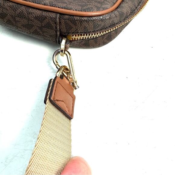 Michael Kors Brown & Tan Fulton Sport Monogram Medium Crossbody Bag Purse - Picture 12 of 12